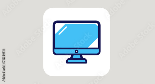 Illustration of a computer monitor simple and modern design focused on the display and base of the device suitable for digital products or technology related themes.