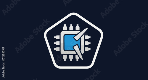 Microchip with Screwdriver Icon: Precision Engineering and Repair Concept.