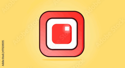 Red and white square icon with glossy finish.