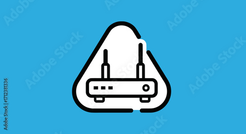 Wireless Network Router Icon Inside Triangle.