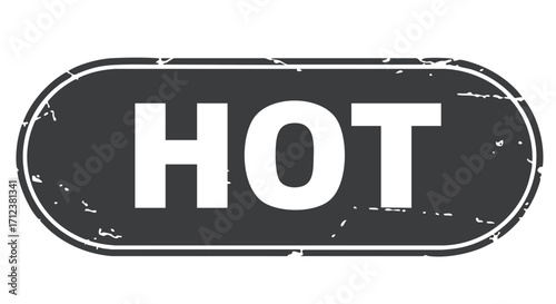 Grunge-style oval stamp declaring "HOT" in white lettering.
