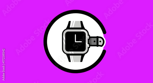 Sleek silver smartwatch with black face and band.