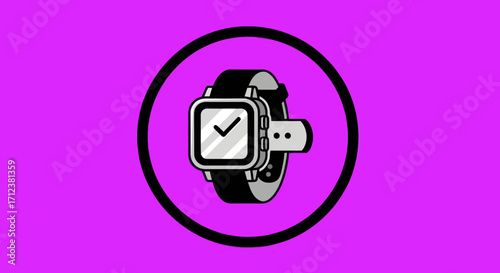 Black wristwatch with square face and black band.