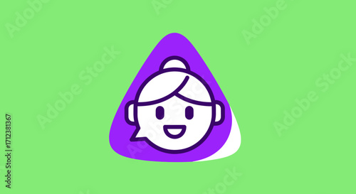 Cute cartoon girl face icon with a hair bun.