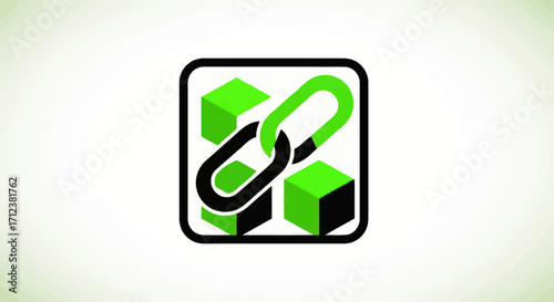 Interlocking Green Cubes and Chain Link.