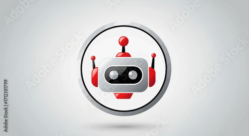 Cute Robot Icon in a Circle.