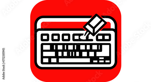 Keyboard pushpin concept for data entry and technology illustration.