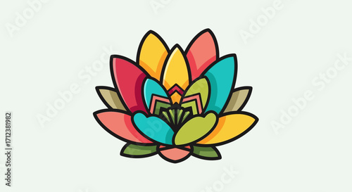 Colorful Abstract Lotus Flower Illustration.
