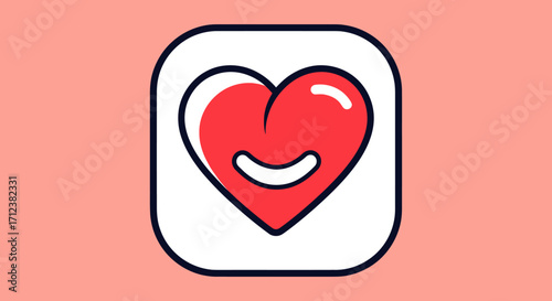 Heart Icon with a Smile Positive Symbol.