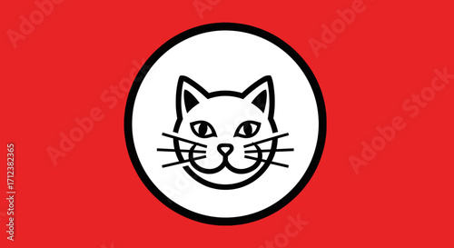 Simple Line Drawing of a Cats Face.