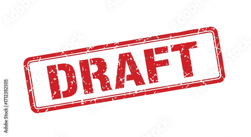 A red, rectangular stamp with the word "DRAFT" in a bold, sans-serif font, slightly distressed, against a white background.