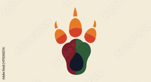 Colorful Animal Paw Print Illustration with Abstract Design.