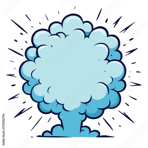 Cartoon explosion boom. Smoke cloud. Abstract smoky silhouette from gas, dust, fume, ash. Curvy steam puff after outburst. Explosion, crash, exhaust, vapor effect
