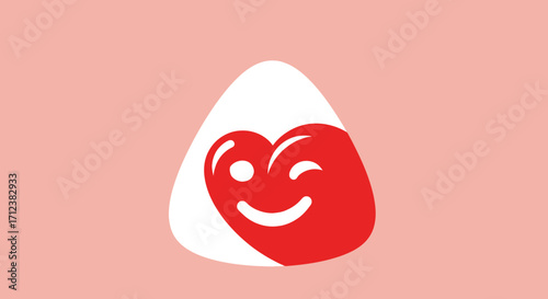Cute winking heart character on a Japanese onigiri rice ball.