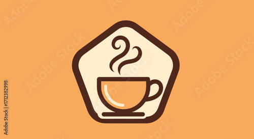 Stylized hot coffee cup icon with steam logo.