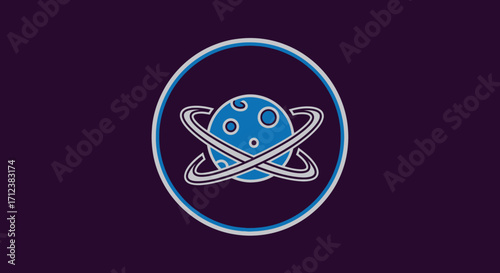 Celestial Orb with Rings: Space Planet Icon.