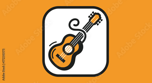 Acoustic Guitar Illustration Simple Design.