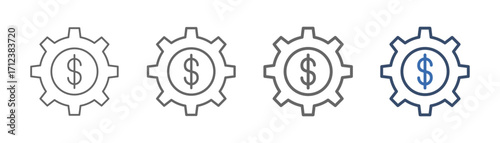 
outline icon set financial with gear and money design