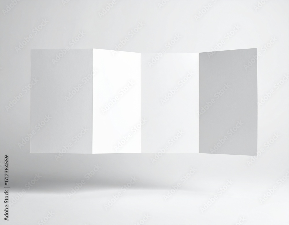 custom made wallpaper toronto digitalMinimal White Room Display　宙に浮かんだ、四つ折りの折り目のある、無地の白い紙