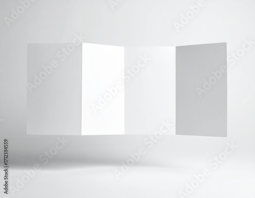 Wallpaper Mural Minimal White Room Display　宙に浮かんだ、四つ折りの折り目のある、無地の白い紙 Torontodigital.ca