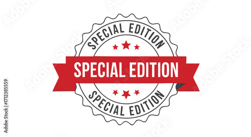 Red and gray special edition logo with ribbon banner.
