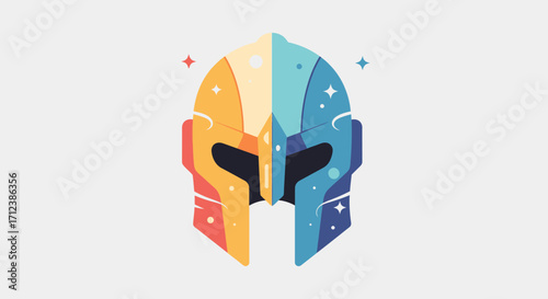 Colorful Spartan Helmet with Stars and Glitter.