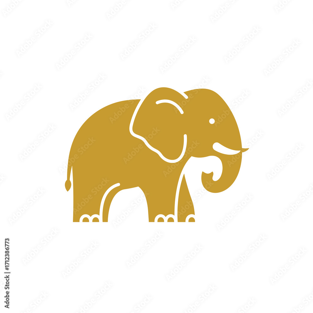 Obraz premium Illustration of golden elephant figure on white background