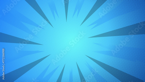 Blue Comic Burst Pop Art Background Design