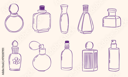 perfume bottle illustration doodle sketch drawing collection set