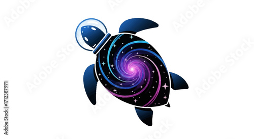 Cosmic Turtle Astronaut with Galaxy Shell.