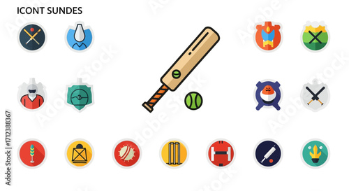 Cricket bat and ball game sports equipment.