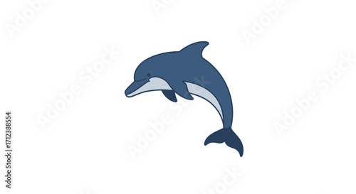 Cute cartoon dolphin jumping in the air.