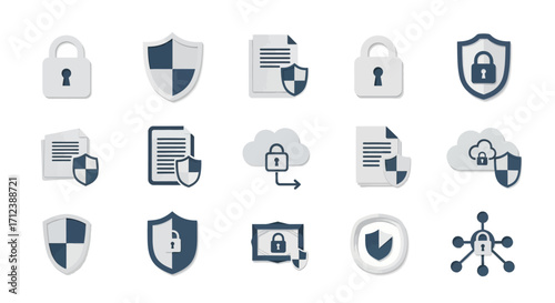 Data Security and Privacy Icons for Digital Protection.