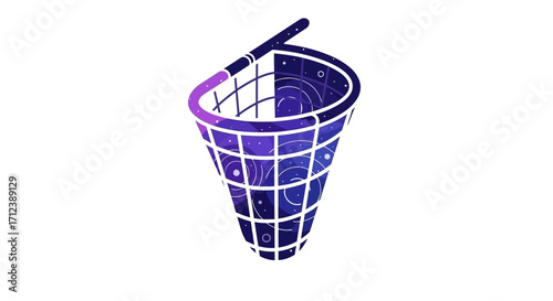 Digital data collection net with glowing grid pattern.
