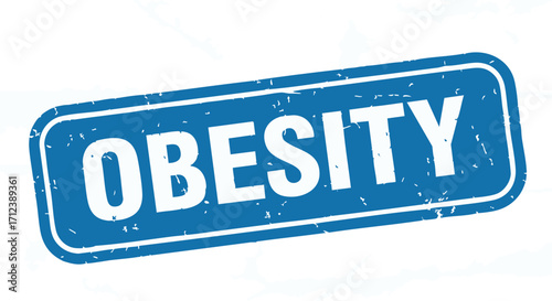 Blue grunge stamp declaring the word "Obesity".
