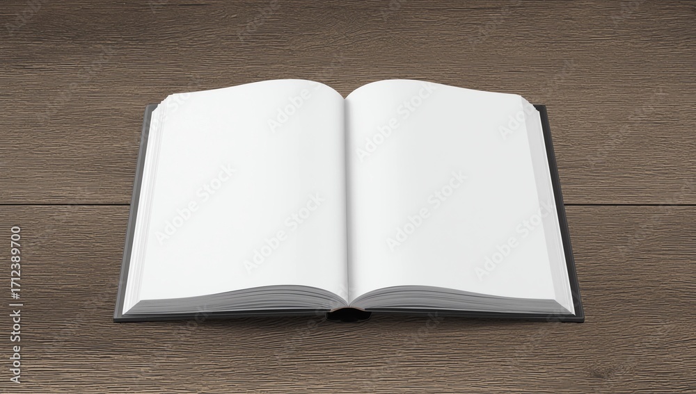 Fototapeta premium Blank open book on wood table background
