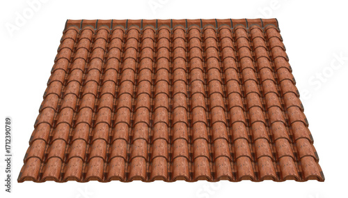 Terra cotta roof tile pattern showcasing textured clay surfaces and geometric arrangement