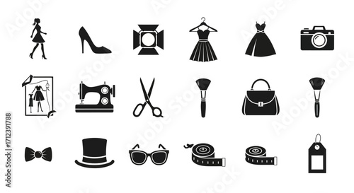 Fashion and Beauty Accessories Icons Set.