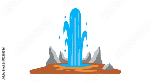 Geyser erupting from hot spring, natural phenomenon, geothermal activity, powerful water jet, landscape feature, earth science.