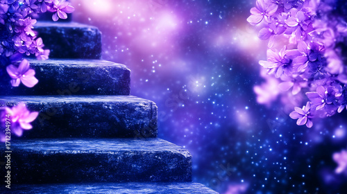 Magical stone stairs to a fantasy galaxy.
