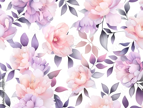Delicate Blossoms in Soft Pastel Hues with a Touch of Elegance and Graceful Floral Arrangement on a Light Background