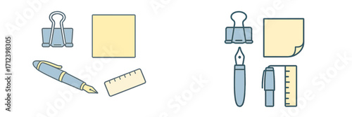 Office supplies arranged on a clean background for organization and productivity enhancement