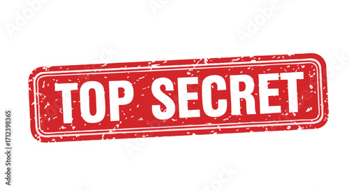 A red, textured rectangular stamp with the words "TOP SECRET" in bold white capital letters.