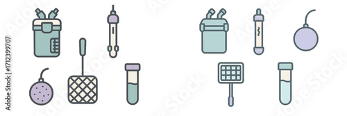 Collection of laboratory equipment and tools for scientific experiments and analysis displayed on a clean workspace