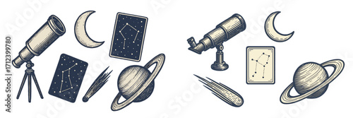 Exploring the night sky with telescopes, star maps, and celestial objects during a stargazing session