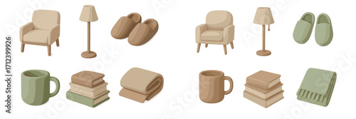 Cozy indoor living space with soft colors, comfortable furniture, and relaxed ambiance featuring various home items