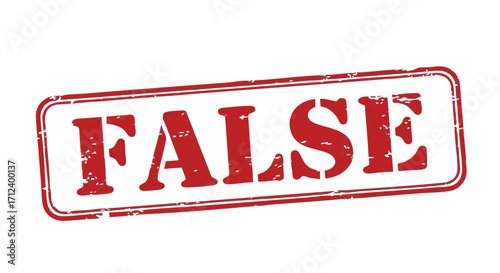 Red rubber stamp with the word "FALSE" printed in bold, distressed/vintage style.