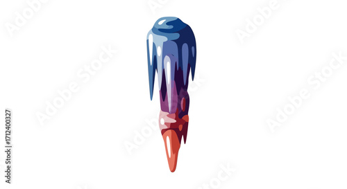 Melting crayon dripping vibrant blue and red colors.