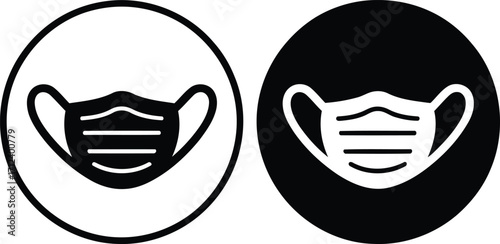 Icons Showing the Necessity of Wearing a Face Mask to Fight the Spread of Viruses and to Maintain Hygiene