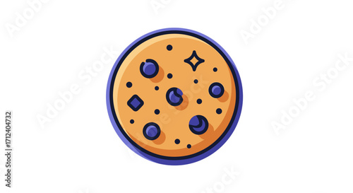 Round Cookie with Blueberries.